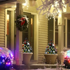 HOMCOM - 2 sapins de Noël artificiels de 60 cm avec éclairage LED-Les extrémités sont peintes en blanc pour les faire ressembler à de la neige et créer une atmosphère hivernale sans avoir à nettoyer un tas de dégâts 