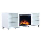 Manhattan Comfort - Ensemble de 2 cheminées modernes Brighton 60 po - Noir et blanc-Cheminée électrique avec télécommande pour modifier l'effet de lueur et la chaleur Visuel de la flamme réglable sur 3 niveaux : faible, moyen, élevé Apparence de la cheminée allant d'une faible lueur des bûches à une forte lueur des bûches