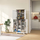 HOMCOM - Armoire de cuisine 64 po avec étagères réglables - blanc-Assemblage requis 