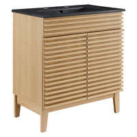 Modway - Render 30" Vanette de salle de bain - Noir de chêne-Style moderne du milieu du siècle