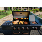 Kenmore - Barbecue au gaz à 4 brûleurs avec brûleur latéral de saisie - Noir/cuivré-Surface de cuisson secondaire : 168 po².