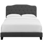 Modway - Amelia Tissu rembourré Lit King, Gris-Cadre en bois/lattes LVL/Tête de lit en MDF