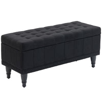 HOMCOM - Banc ottoman de rangement à dessus rabattable pour bout de lit - noir-Élégant et chic, ce banc met en valeur n'importe quel espace de vie   