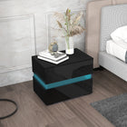 HOMCOM - Table de nuit LED avec 2 tiroirs - noir-Choisissez parmi 60 000 couleurs, réglez la luminosité et programmez des minuteries, ou synchronisez avec la musique et les modes clignotants selon l’ambiance souhaitée