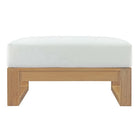 Modway - Upland Terrasse extérieure Teck Ottoman in Blanc naturel-Coussins résistants à l’eau et aux UV