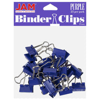 JAM Paper - Pinces à reliure colourées - petites - 19 mm (3/4 po) - pinces à reliure violettes - paquet de 25- Couleur : Violet | Fabriqué en acier trempé pour une tenue extra forte