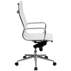 Nicer Interior - chaise de bureau à dossier haut de style groupe nervuré - blanc-Le mécanisme d'inclinaison du genou vous permet de vous incliner et de vous verrouiller dans une position d'inclinaison confortable