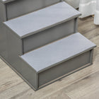 PawHut - Escalier pour animaux de compagnie pour lit haut - 15,7 po L x 23,2 po l x 21,3 po H - gris-Matériau : MDF, peluche courte 