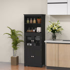 HOMCOM - Buffet 63 po avec vaisselier et étagère réglable - noir-L'étagère réglable dans l'armoire inférieure permet un rangement facile et organisé d'articles de différentes tailles 