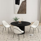 Manhattan Comfort - Lot de 4 chaises de salle à manger modernes Gracie 61,5 cm, revêtement similicuir blanc et noir-Caractéristiques du cadre et des pieds Choix entre acier noir entièrement soudé ou acier inoxydable doré