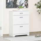 HOMCOM - Armoire à chaussures moderne avec 3 tiroirs pour 16 paires - blanc-Le panneau est réglable sur 2 niveaux à chaque étage, ce qui permet une utilisation efficace de l’espace   