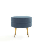 Manhattan Comfort - Bailey pouf moderne mi-siècle 18,11" - bleu, gris, avoine, vert sauge avec pieds dorés - lot de 4-Pieds élégants en acier inoxydable doré évasés
