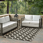 Modway - Cerelia Treillis marocains intérieurs et extérieurs Tapis 4 pi l x 6 pi L - Noir et beige-Tissage serré à poil bas
