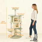PawHut - Arbre à chat multi-niveaux 62 po H, avec deux niches pour chats - beige-Plusieurs poteaux enroulés de sisal et une corde encouragent le griffage, protégeant ainsi vos meubles 