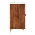 Modway - Vernon 30" Bois cannelé Armoire de coiffeuse avec évier - Blanc noyer-Assemblée requise