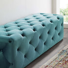 Modway - Amour Entrée à boutons touffés de 60" Performance Velvet Banc - Bleu de mer-Tissu résistant aux taches durable