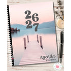 Pomme & Gribouillis - Agenda grand public 26-27: Hebdomadaire/mensuel - 11-1/2" x 9-1/2" - Nature - Français-À chaque mois, vous retrouverez: un calendrier complet sur 2 pages, une page pour planifier votre mois, une ou deux page(s) de notes, des pages pour la planification des repas et les listes d’épicerie ainsi que les semainiers datés