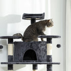 PawHut - grand arbre à chat 79 po avec poteaux à griffer, hamac - gris foncé-Fabriqué en panneau de fibres de bambou pour une construction solide			 