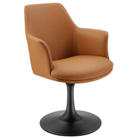 Modway - Lippa Salle à manger pivotante Cuir végane Fauteuil - Black Tan-Rembourrage en cuir végane