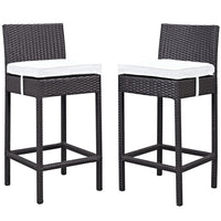 Modway - Lift Terrasse extérieure Tabouret de bar - Espresso Blanc - Ensemble de 2-Pour divertir ou pour un usage quotidien