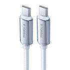 Torras - Câble de charge rapide USB-C Iceflow 60 W - 79 po - Blanc-Port revêtu d'alliage de nickel, excellente résistance à la flexion et aux fissures