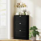 HOMCOM - Armoire à chaussures étroite avec 3 tiroirs basculants pour entrée - noir-Panneaux de tiroir traités contre les cloques pour un entretien facile 
