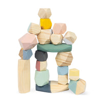 Janod - Doux Cocon - Pierres empilables-Jouez avec 20 pierres en bois légères et empilables.
