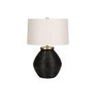 Monarch Specialties - Luminaire - 25 po H Lampe De Table - Béton Noir - Abat-Jour Ivoire / Crème - Contemporain-Ajoutez une touche de chaleur et de luminosité à votre intérieur avec cette élégante lampe de table contemporaine de 25 pouces de haut avec une base en forme de jarre avec une texture de béton noir aux fines stries, surmontée d'un abat-jour tambour en lin ivoire et d'un embout rond doré