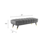 Modway - Adept 60" Performance Velvet Banc - Gris-Revêtement en velours de performance
