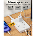 Huntkey - Parasurtenseur avec cordon détachable, 6 prises et 4 ports USB (2 USB-C, 2 USB-A) - blanc, paquet de 2-Conçu avec une cote énergétique de 1080 Joules pour protéger activement vos ordinateurs, téléviseurs et appareils mobiles contre les surtensions soudaines et la foudre.