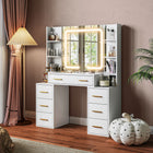 HOMCOM - Coiffeuse avec miroir et lumières - 43,3 po L x 15,7 po l x 55,1 po H - blanc-Les commandes à capteur tactile permettent un réglage facile de l’éclairage 