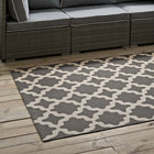 Modway - Cerelia Treillis marocains intérieurs et extérieurs Tapis de 5 pi l x 8 pi L - Gris et beige-Dessous en caoutchouc de prise