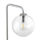 Modway - Silo Globe de verre Verre et métal Lampe sur pied, Nickel Satiné-Dimmable (interrupteur non inclus)