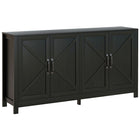 HOMCOM - Armoire de rangement de cuisine style ferme 60 po L - noir-Style ferme moderne avec design de porte de grange et finition effet bois 