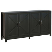 HOMCOM - Armoire de rangement de cuisine style ferme 60 po L - noir-Style ferme moderne avec design de porte de grange et finition effet bois 