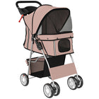 PawHut - Poussette pliable pour chien, coussin amovible et lavable et panier de rangement - café-Cadre en acier solide et tissu robuste se replient de façon compacte pour un transport facile 