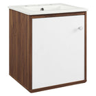 Modway - Transmit 18" Vanité de salle de bain murale - Blanc noyer-Assemblée requise