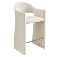 Modway - Talia 41 pouces Cuir végane Tabouret de bar - Albâtre-Velours de performance résistant aux taches