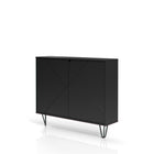 Nexera - Console de rangement 2 portes Slim, Noir-Finition en MDF de qualité supérieure laqué, texturé et mélamine résistante aux égratignures, aux taches et à l'eau pour votre usage quotidien