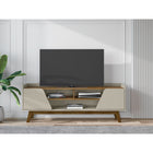 Manhattan Comfort - Meuble TV Marcus 62,99 po style Mid-Century Modern - Blanc cassé et Naturel-Recommandé pour un téléviseur de 65 pouces