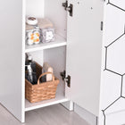 HOMCOM - Armoire de rangement de salle de bain mince avec deux portes et étagère réglable - blanc-Surface en mélamine facile à nettoyer   