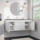 Modway - Render Fixation murale de 48" Vanette de salle de bain - Blanc Noir-Tiroirs à extension complète