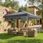 Outsunny - Auvent pliant imperméable 9.8 pi l x 9.8 pi L - Gris foncé-Le tissu Oxford 210D avec revêtement argenté UPF 50+ offre une protection solaire supérieure