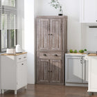 HOMCOM - Armoire de cuisine haute avec tiroir - grain de bois foncé-Trois étagères réglables avec un espace de 1,25 po pour un rangement flexible 