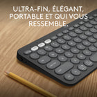 Logitech - Pebble Keys 2 K380s clavier sans fil Bluetooth multidispositif, raccourcis personnalisables, fin et portable - Graphite-Conçu pour sortir de l'ordinaire et aller loin: le clavier Pebble Keys 2 K380s est fin, compact, portable et fabriqué à partir de plastique recyclé 
