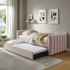 Modway - Veyla Chenal Touffé Performance Velvet Lit de jour jumelle avec Trundle, Rose-Roule-poussoir avec roulettes