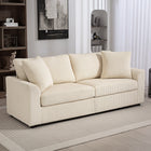 HOMCOM - Canapé 3 places rembourré pour chambre - blanc crème-Livré avec deux coussins décoratifs pour plus de confort et de soutien 