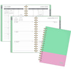 Mead - Agenda scolaire hebdomadaire/mensuel 2026-2027 - 8 ½ po x 6 po - Deux tons melon d’eau - bilingue-Reliure à double spirale