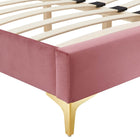 Modway - Sutton Performance Velvet Cadre de lit queen-lit, Rose poussiéreuse-Poutre centrale renforcée et jambes de soutien