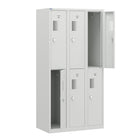 Ceha - Casier NH Series batterie de 3, 2 niveaux avec aérations avant à trous, gris clair-Porte-étiquette sur la porte